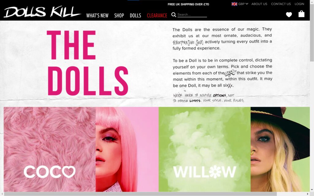 Dolls Kill Homepage