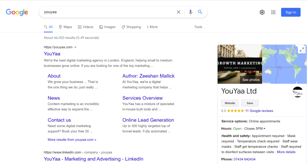 google search results